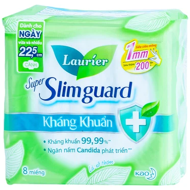 Băng vệ sinh Laurier Super Slimguard Kao kháng khuẩn siêu mỏng 1mm (8 miếng) 1