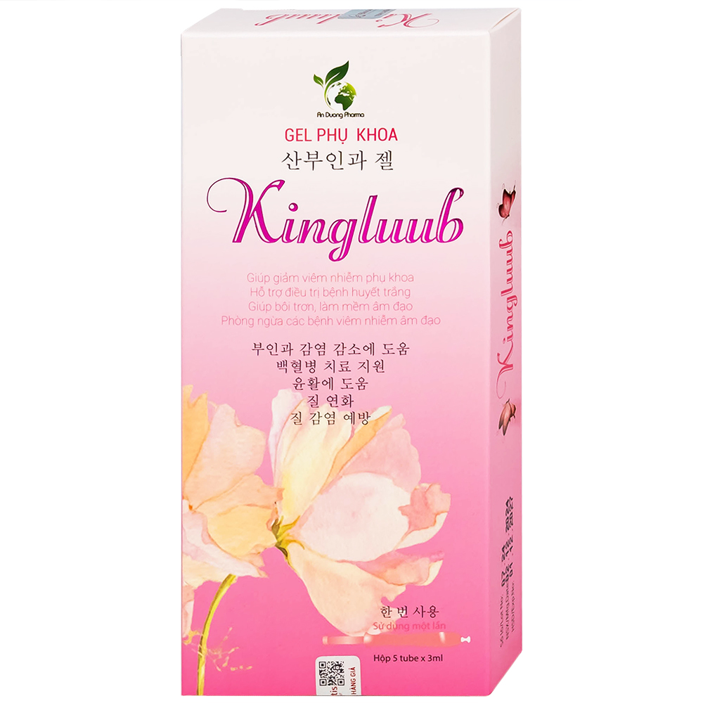 Gel phụ khoa Kingluub Biosantis giảm viêm nhiễm, hỗ trợ điều trị huyết trắng, bôi trơn, mềm âm đạo (5 tuýp x 3ml)