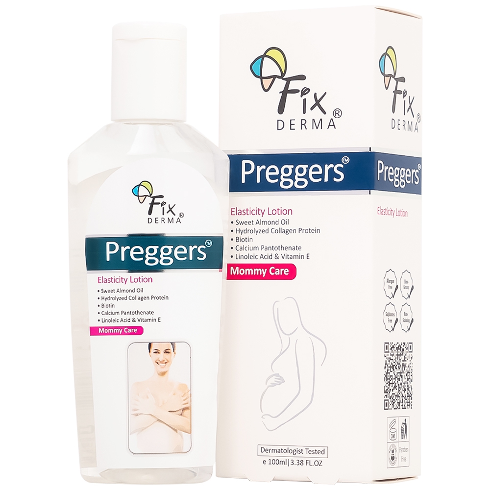 Lotion Fixderma Preggers Elasticity dưỡng ẩm, giảm vết rạn cho phụ nữ mang thai và sau khi sinh (100ml)