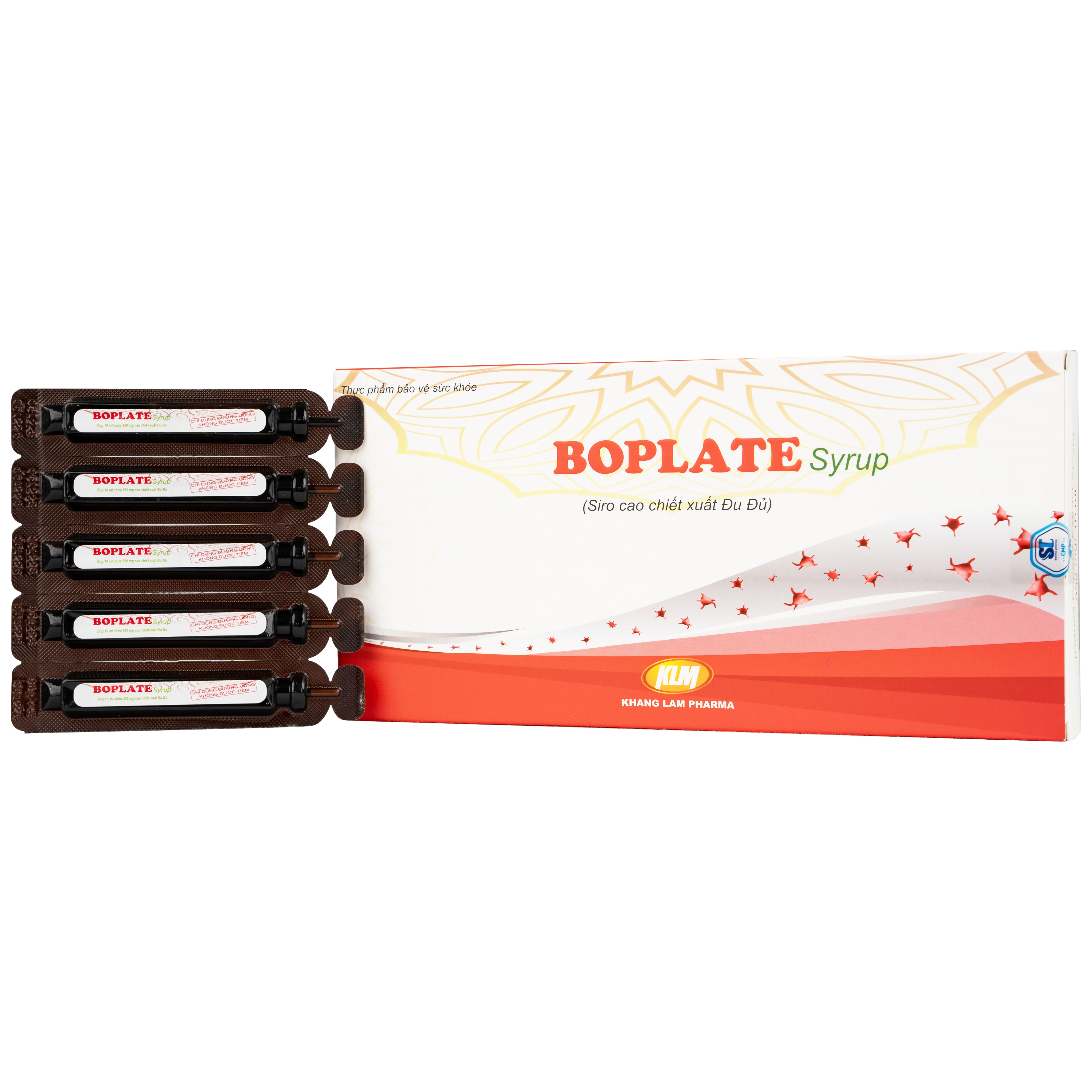 Siro Boplate Syrup 10ml KLM Pharma hỗ trợ hạn chế nguy cơ giảm tiểu cầu (20 ống)