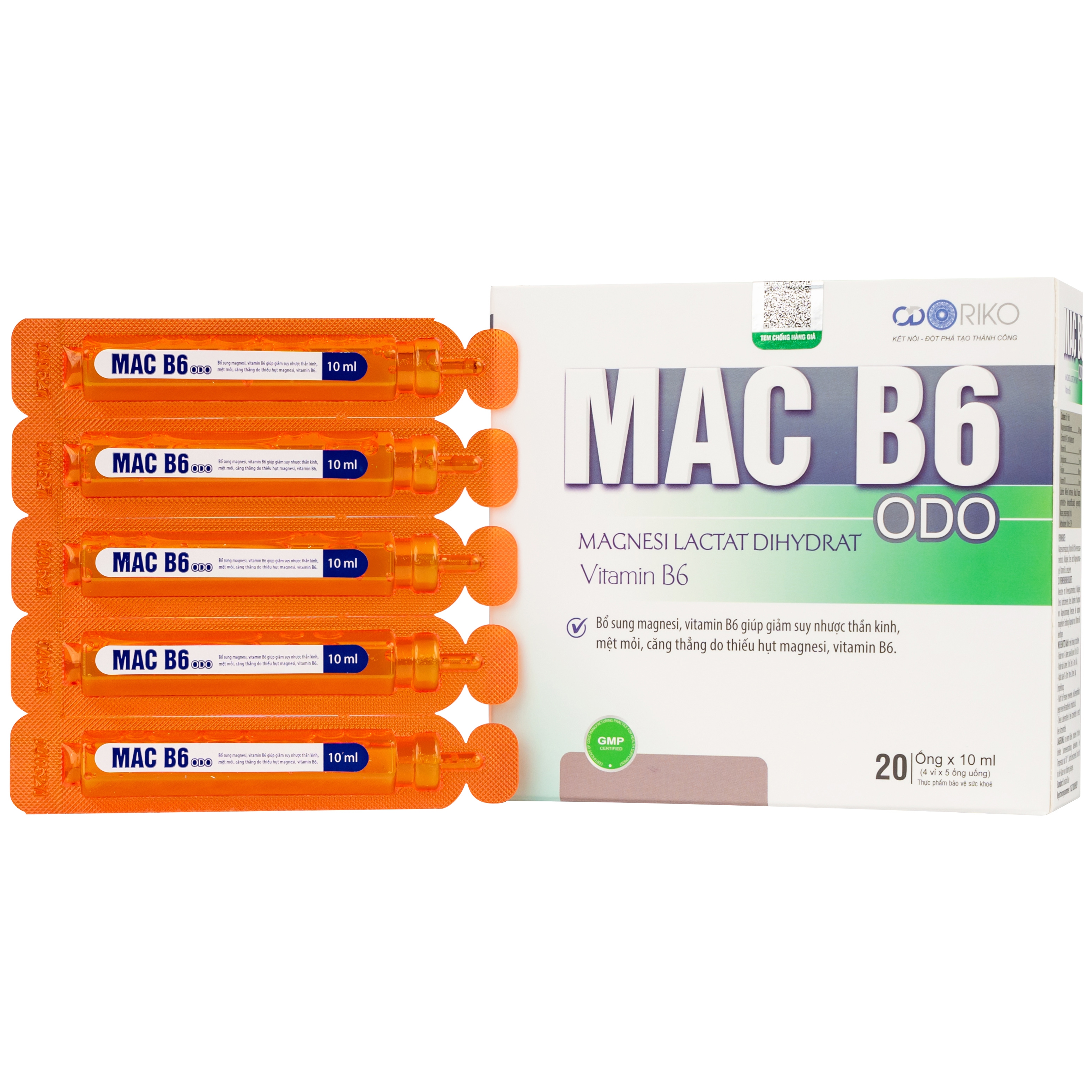 Siro Mac B6 ODO 10ml Odoriko bổ sung magnesi, vitamin B6 (20 ống)