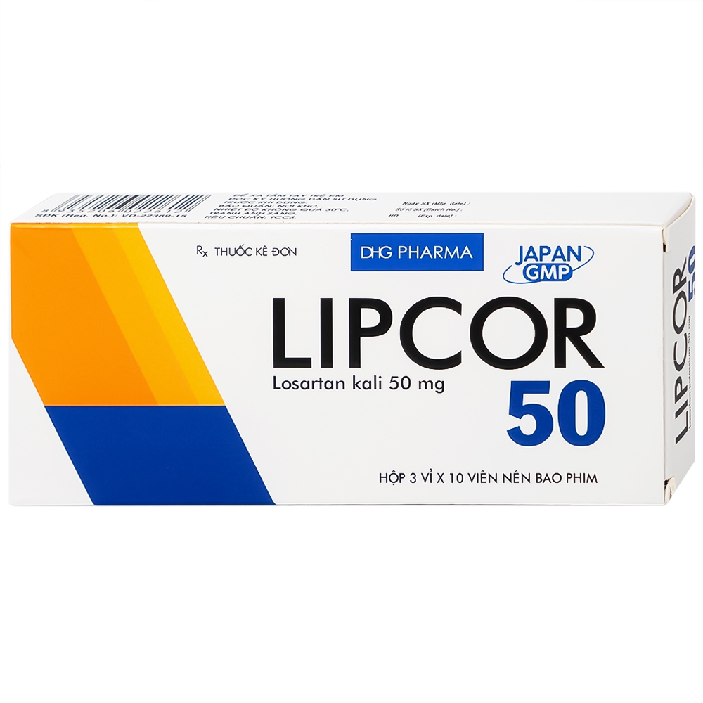 Viên nén Lipcor 50 DHG Pharma điều trị tăng huyết áp (3 vỉ x 10 viên)