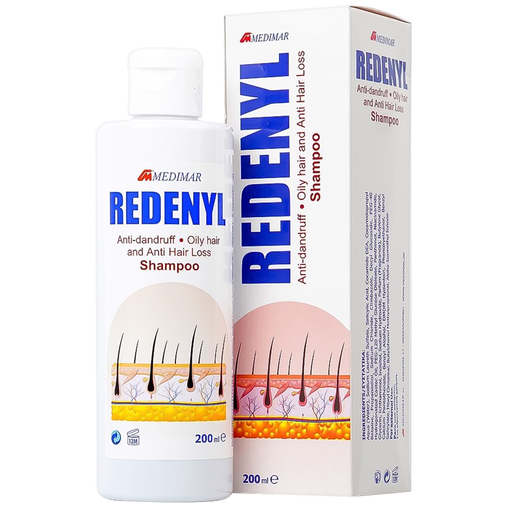 Dầu gội Redenyl Medimar dùng để trị gàu, viêm da tiết bã nhờn, ngăn ngừa rụng tóc (200ml)