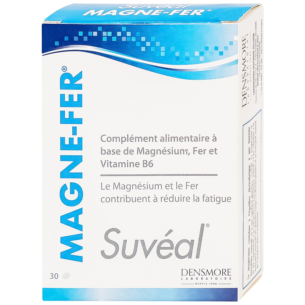 Thực phẩm bảo vệ sức khỏe Magne-Fer Suvéal Densmore bổ sung magie, vitamin B6 và sắt cho cơ thể (2 vỉ x 15 viên x 37g)