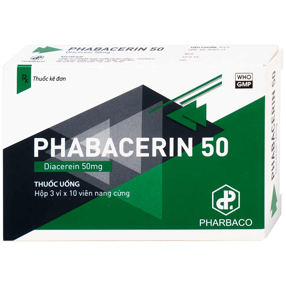 Thuốc uống Phabacerin 50 Pharbaco điều trị thoái hóa khớp (3 vỉ x 10 viên)