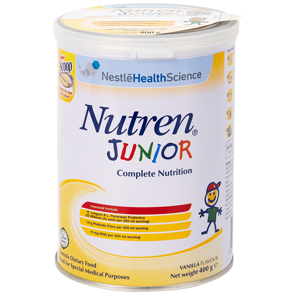 Sữa bột Nutren Junior 400g Nestlé bổ sung hoặc thay thế bữa ăn hàng ngày cho trẻ suy dinh dưỡng