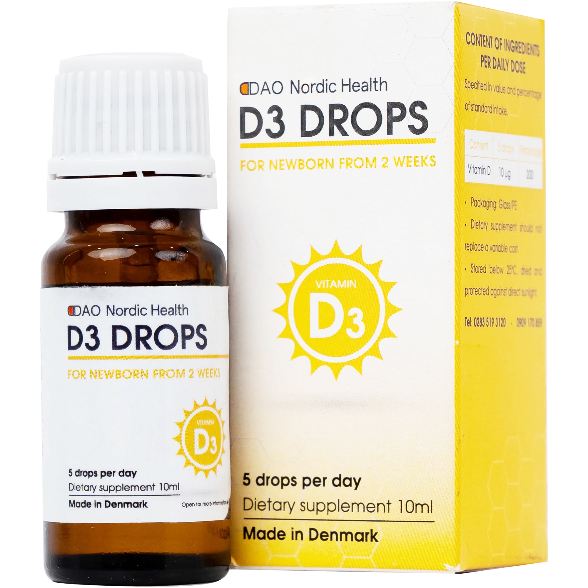 Dung dịch D3 Drops 10ml Dao Nordic Health bổ sung vitamin D3, hỗ trợ phát triển của xương