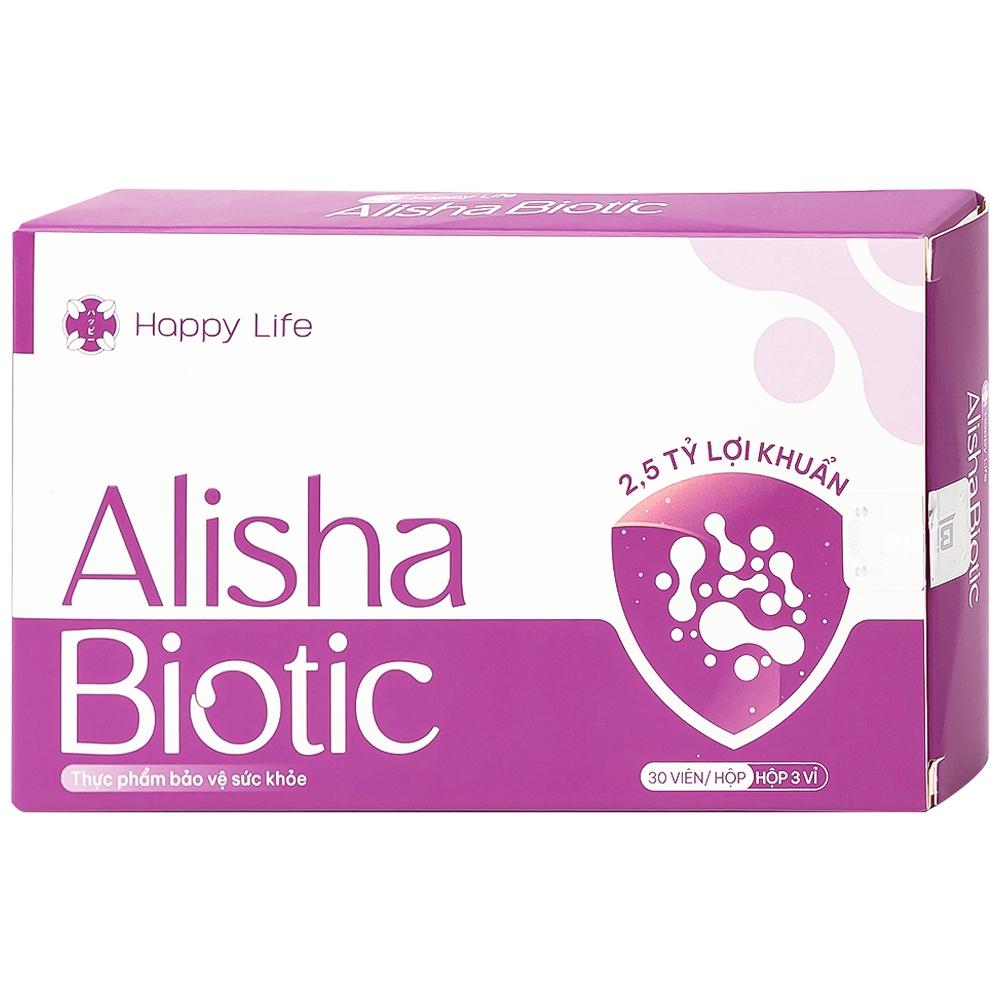 Viên uống Alisha Biotic For Women Happy Life bổ sung lợi khuẩn, hỗ trợ sức khoẻ nữ giới (3 vỉ x 10 viên)