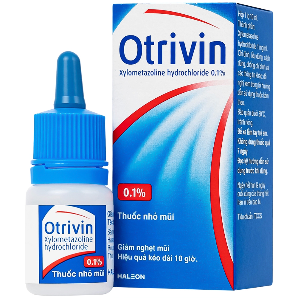 Thuốc nhỏ mũi Otrivin 0.1% GSK điều trị nghẹt mũi, sung huyết mũi họng (10ml)