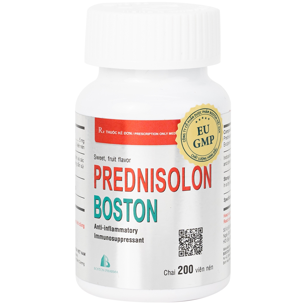 Thuốc Prednisolon Boston điều trị các rối loạn viêm và dị ứng (200 viên)