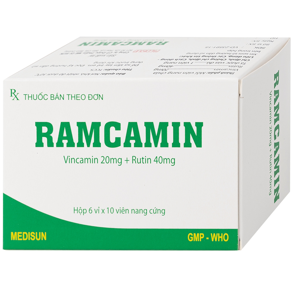 Thuốc Ramcamin Medisun hỗ trợ điều trị tuần hoàn não, suy giảm trí nhớ (6 vỉ x 10 viên)