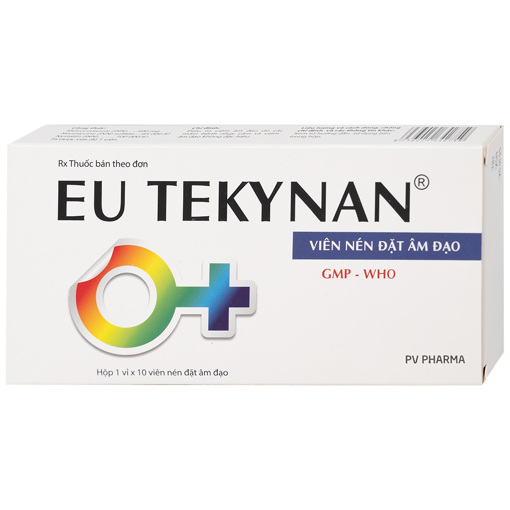 Viên đặt âm đạo Eu Tekynan PV điều trị viêm âm đạo (1 vỉ x 10 viên)