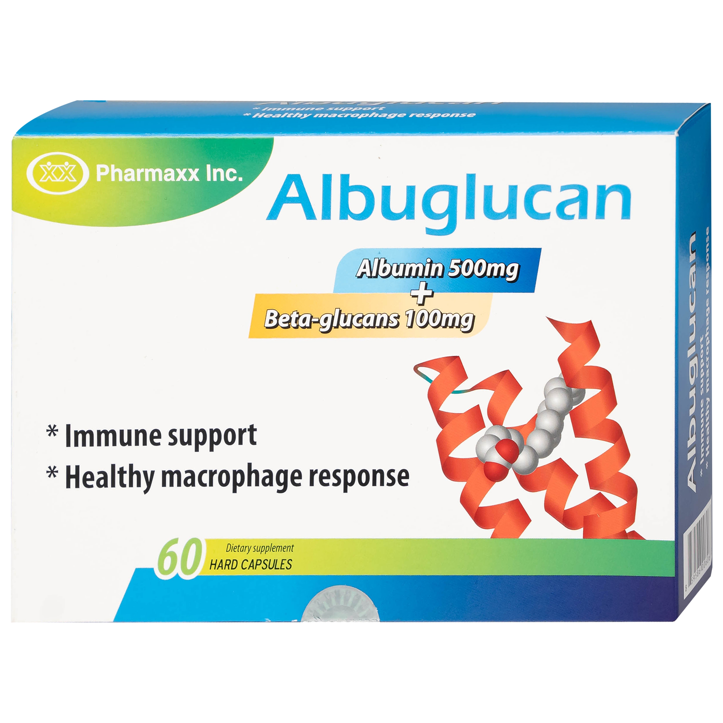 Viên uống Albuglucan Pharmaxx INC hỗ trợ tăng cường sức đề kháng (6 vỉ x 10 viên)