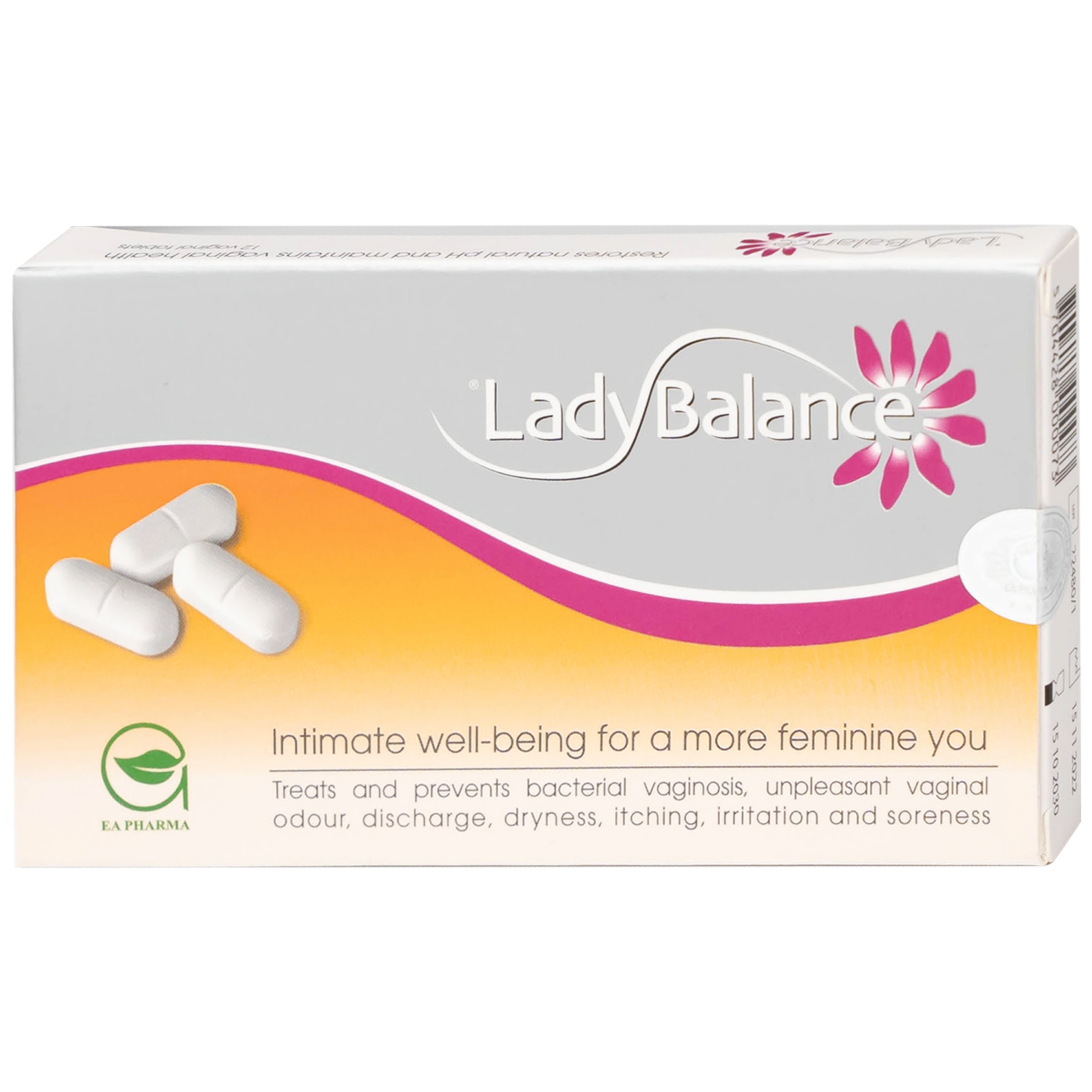 Viên đặt âm đạo LadyBalance giảm khí hư và mùi hôi âm đạo do nhiễm khuẩn âm đạo (1 vỉ x 12 viên)