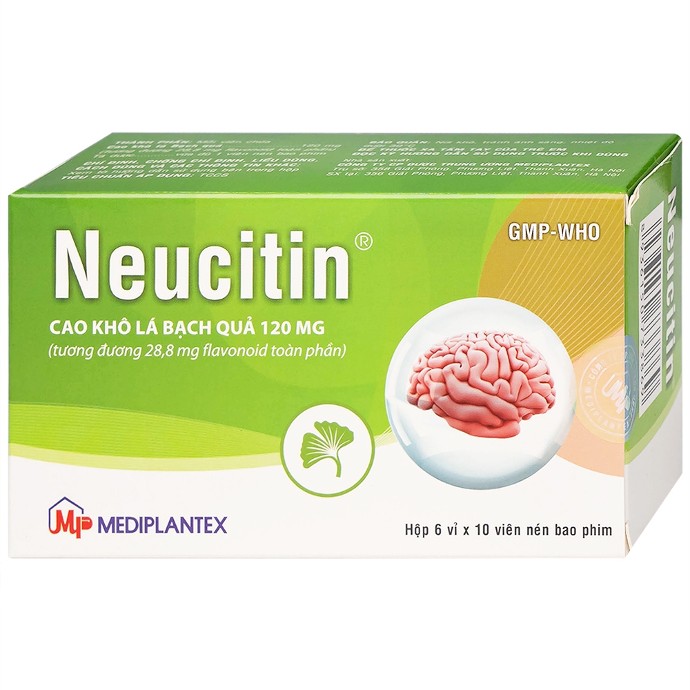 Thuốc Neucitin 120mg Mediplantex điều trị mất trí nhớ ngắn hạn (6 vỉ x 10 viên)