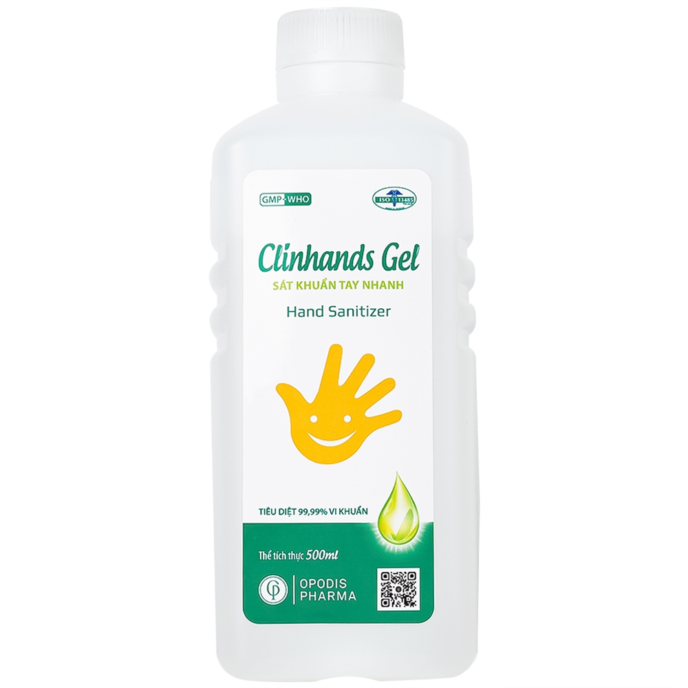 Gel Sát Khuẩn Tay Clinhands Gel 500ml Opodis Pharma chống lại các vi khuẩn, vi nấm gây bệnh lây nhiễm