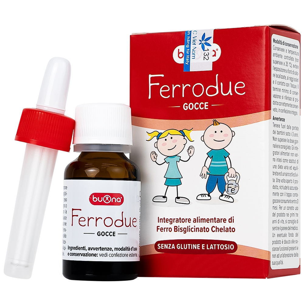 Dung dịch Ferrodue 15ml Buona bổ sung sắt cho cơ thể, giảm nguy cơ thiếu máu 