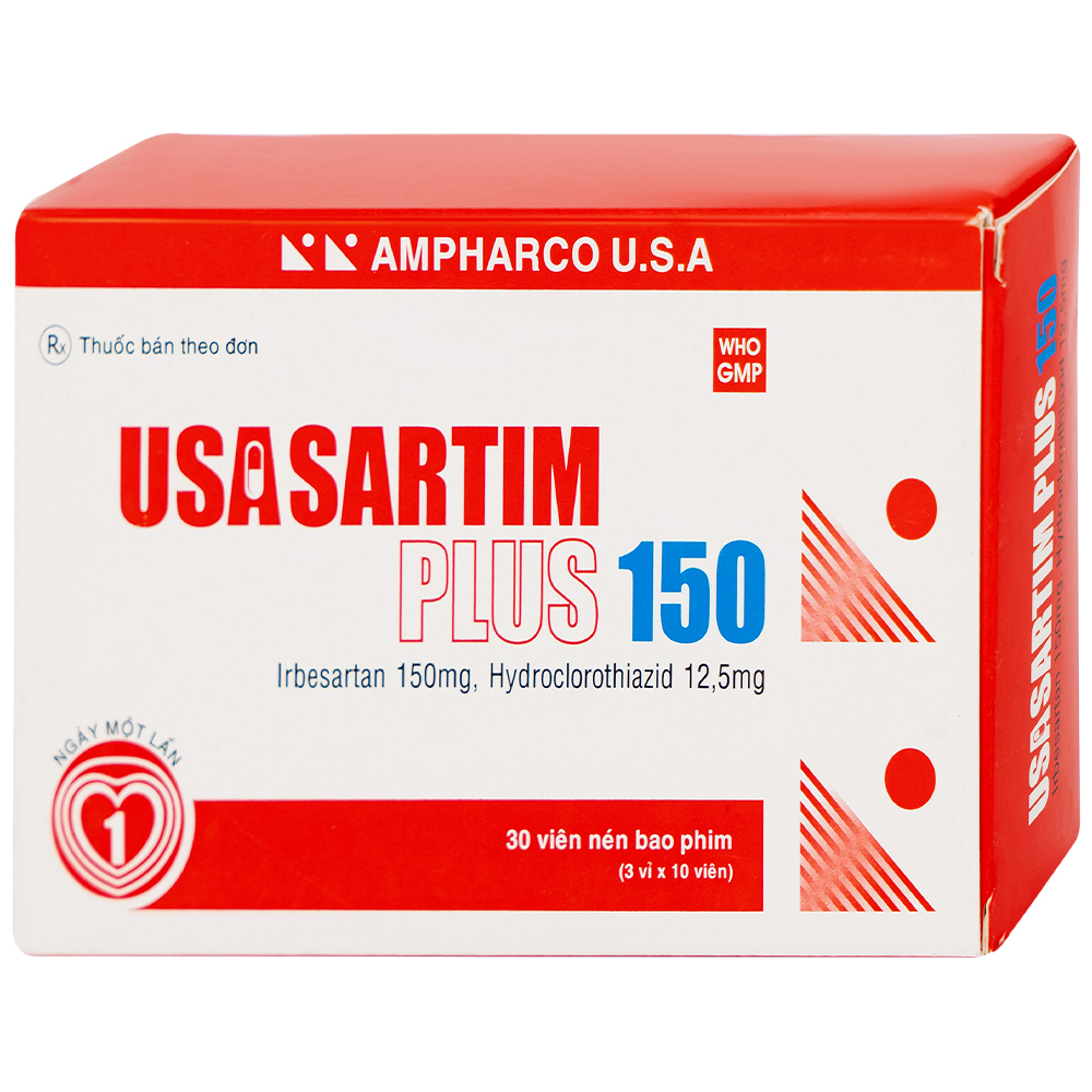 Thuốc Usasartim Plus 150 Ampharco điều trị tăng huyết áp (3 vỉ x 10 viên)