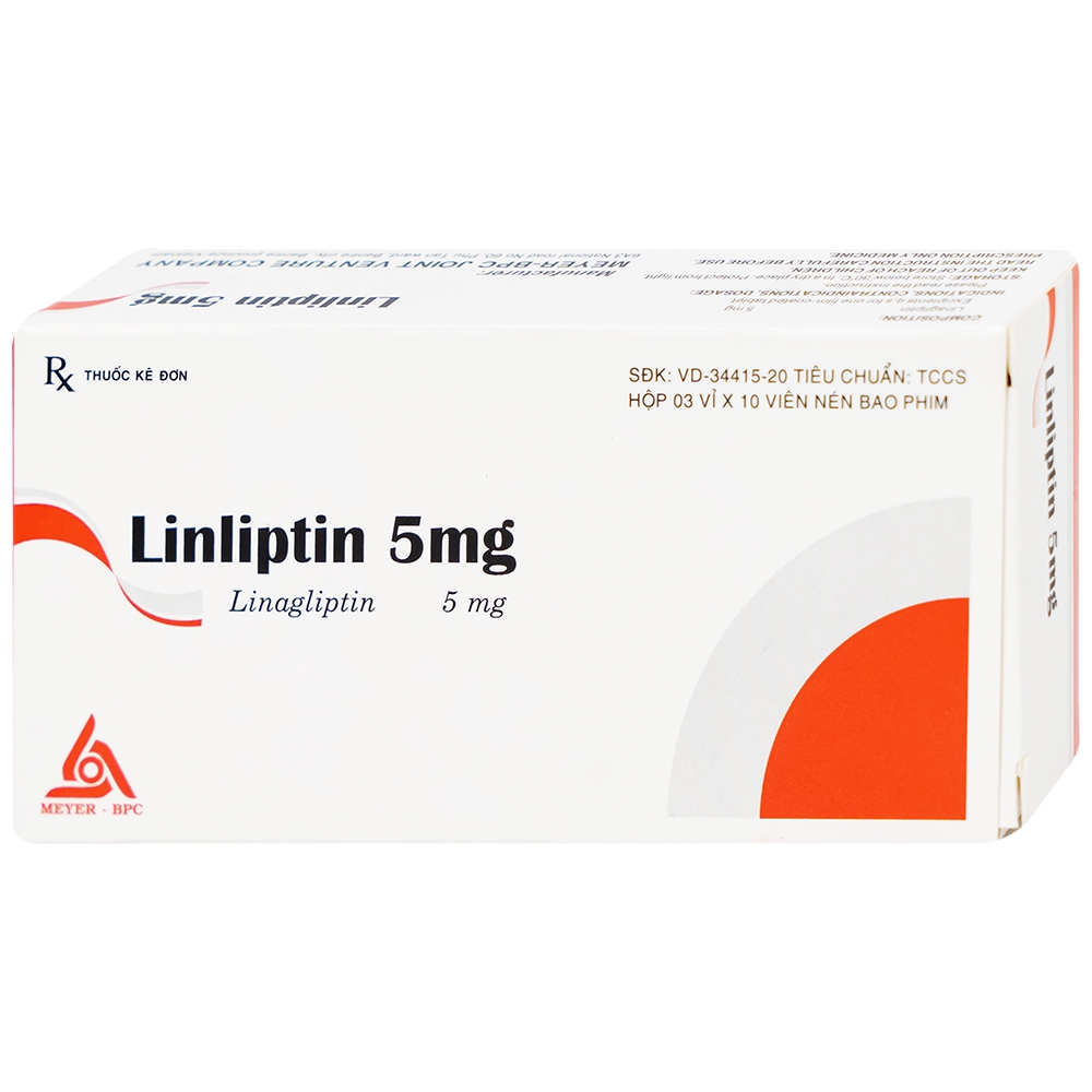 Thuốc Linliptin 5mg Meyer - BPC điều trị đái tháo đường tuýp 2 (3 vỉ x 10 viên)