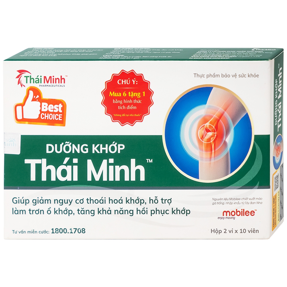 Viên nang cứng Dưỡng khớp Thái Minh giúp giảm nguy cơ thoái hóa khớp (2 vỉ x 10 viên)