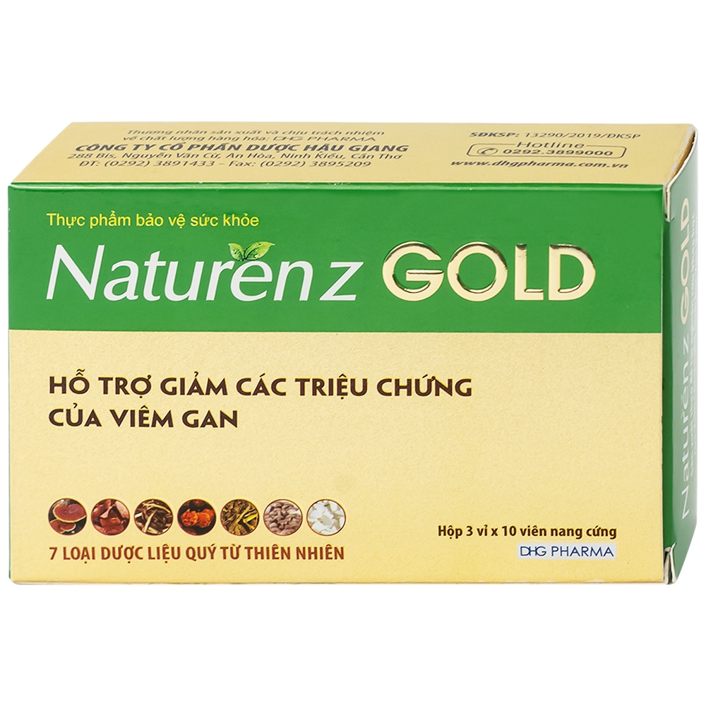 Viên nang cứng Naturenz Gold DHG Pharma hỗ trợ giảm các triệu chứng của viêm gan (3 vỉ x 10 viên)