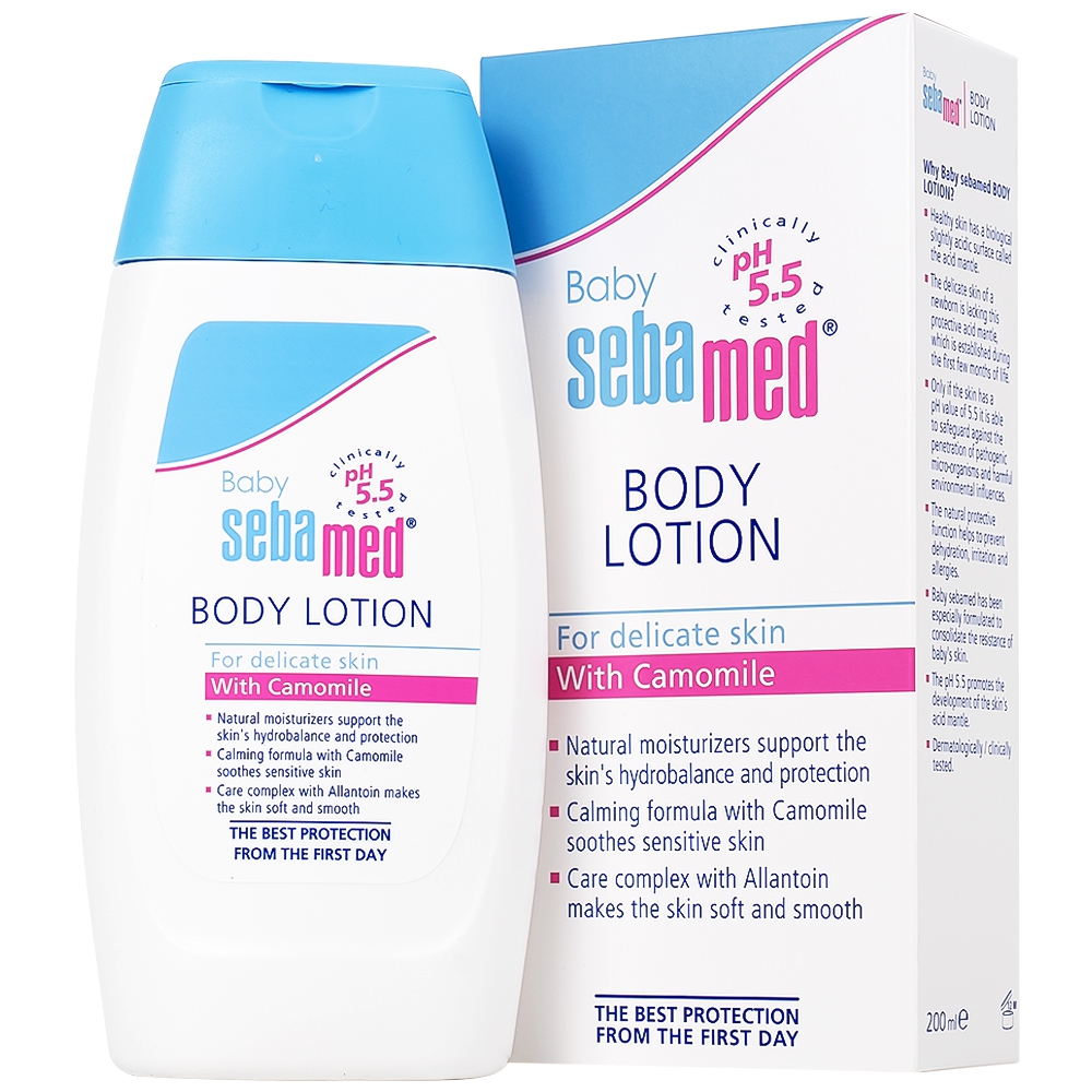 Sữa dưỡng ẩm toàn thân cho bé Baby Sebamed Body Lotion ph 5.5 giúp da không bị khô ráp, dưỡng ẩm toàn thân (200ml)