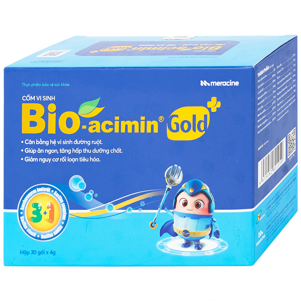 Cốm vi sinh Bioacimin Gold Meracine cân bằng hệ vi sinh đường ruột, giảm nguy cơ rối loạn tiêu hóa (30 gói)