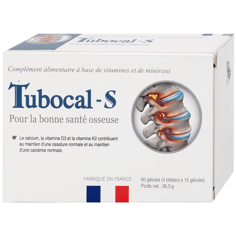 Viên uống Tubocal-S Lustrel bổ sung canxi, vitamin D3 và vitamin K2, giúp xương và răng chắc khỏe (4 vỉ x 15 viên)