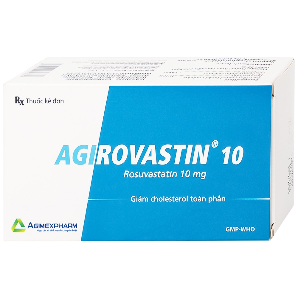 Thuốc Agirovastin 10 Agimexpharm điều trị tăng cholesterol máu (6 vỉ x 10 viên)