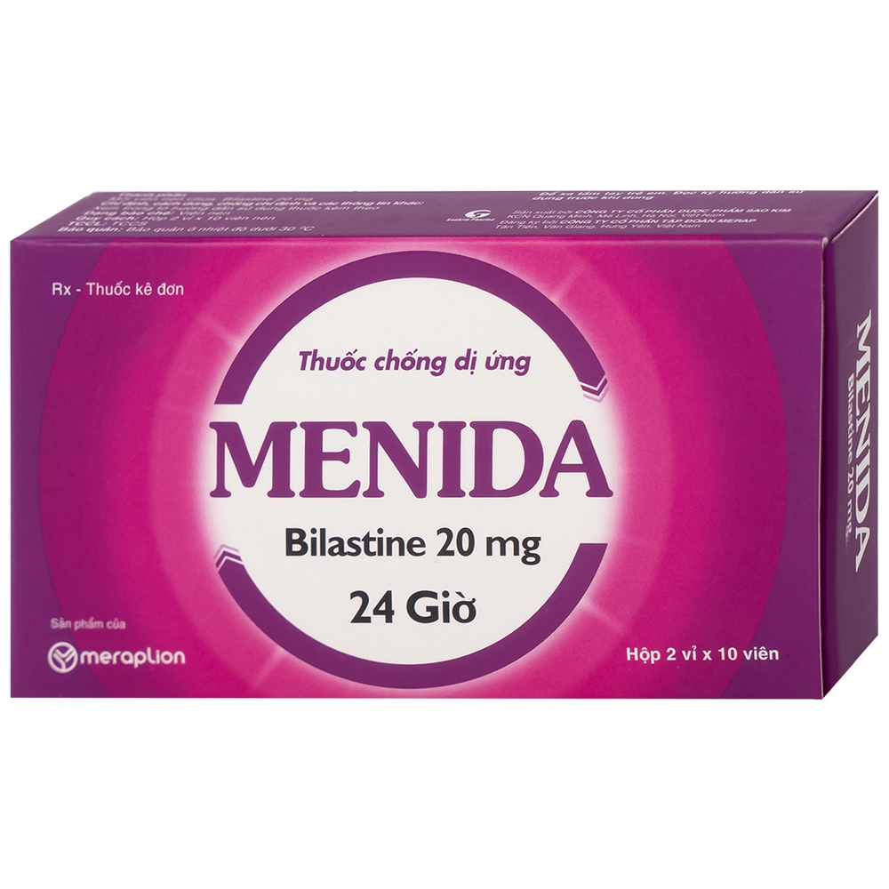 Thuốc Menida 20mg Merap điều trị viêm mũi dị ứng (2 vỉ x 10 viên)