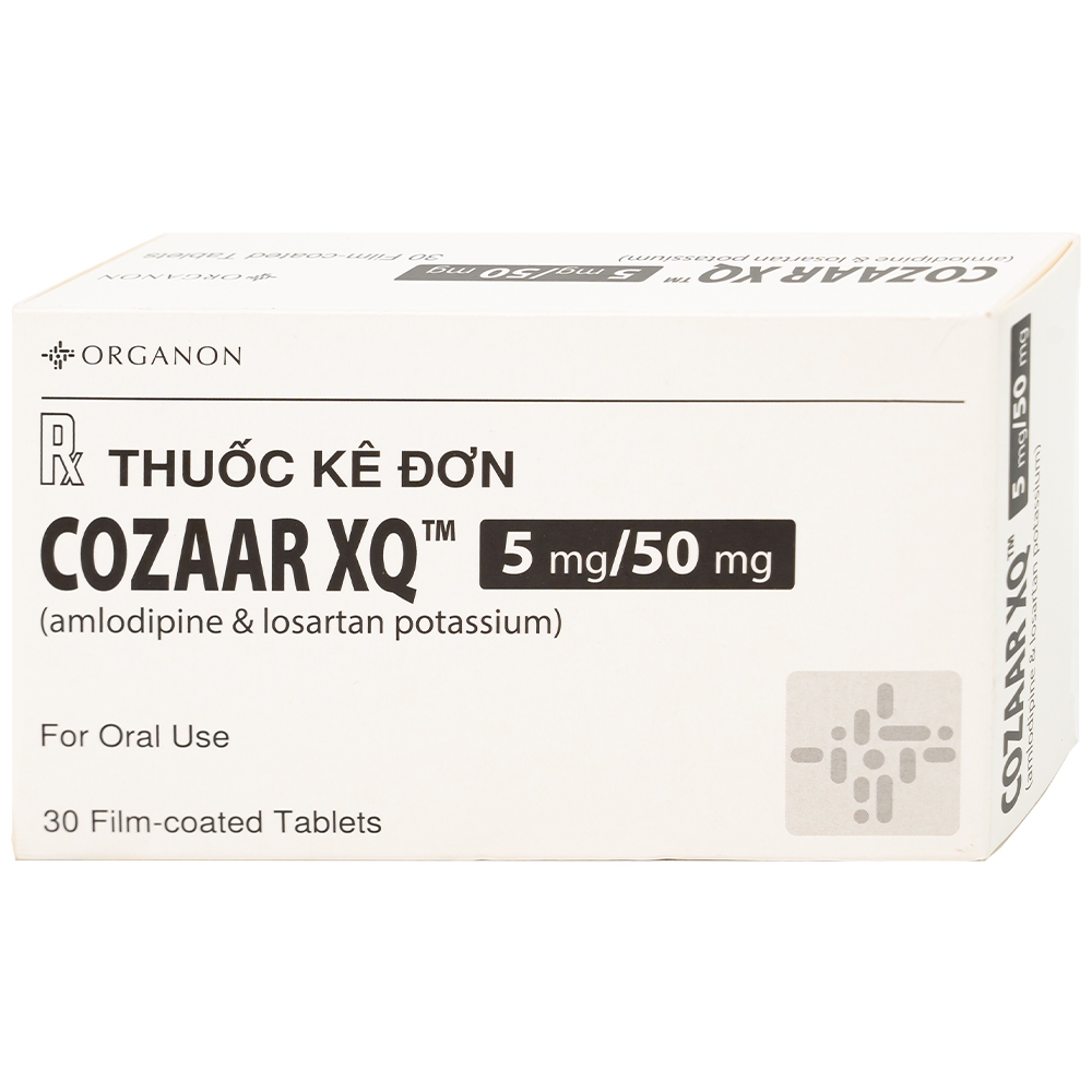 Thuốc Cozaar XQ 5/50mg Organon điều trị cao huyết áp vô căn (3 vỉ x 10 viên)