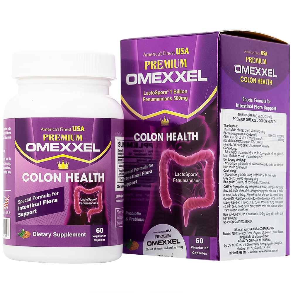 Viên uống Premium Omexxel Colon Health bổ sung lợi khuẩn, hỗ trợ giảm rối loạn tiêu hóa (60 viên)