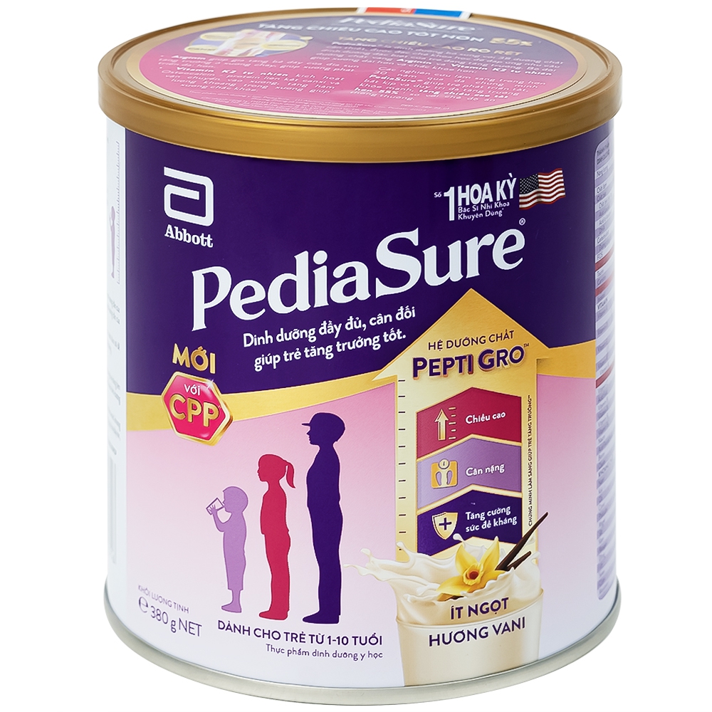 Sữa bột PediaSure 380g Abbott hương vani bổ sung dinh dưỡng cho bé từ 1-10 tuổi