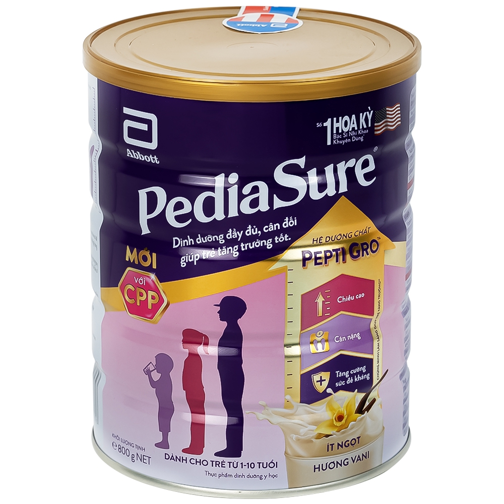 Sữa bột PediaSure 800g Abbott hương vani bổ sung dinh dưỡng cho bé từ 1-10 tuổi 