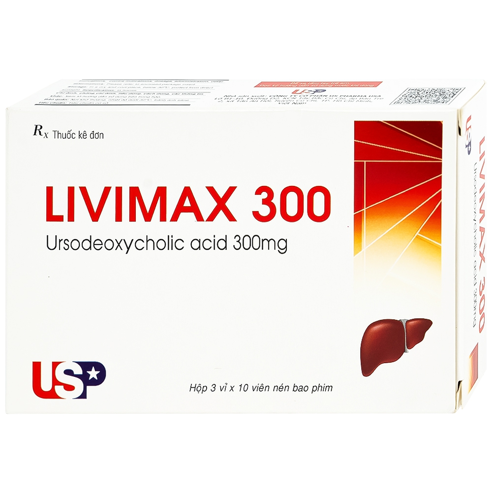 Thuốc Livimax 300 US Pharma điều trị xơ gan ứ mật nguyên phát (3 vỉ x 10 viên)