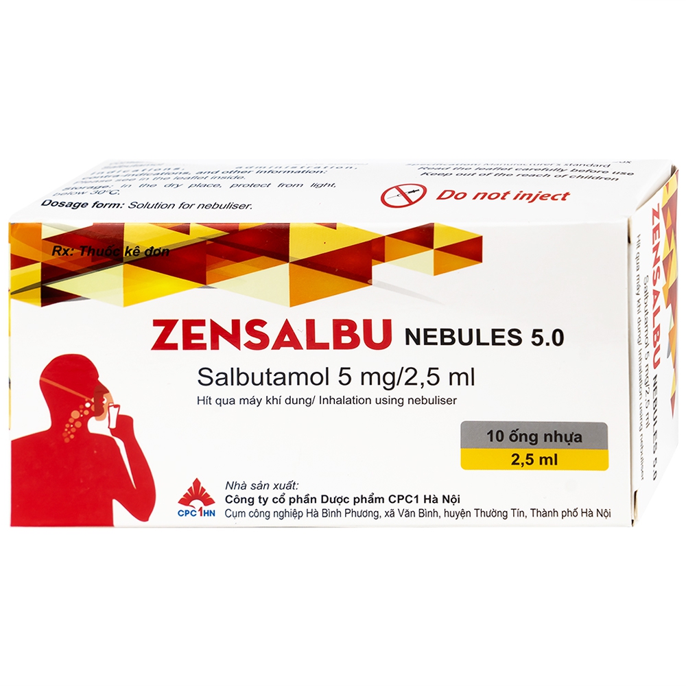 Thuốc Zensalbu 5mg CPC1HN kiểm soát co thắt phế quản mạn, điều trị hen nặng cấp tính (2 vỉ x 5 ống)