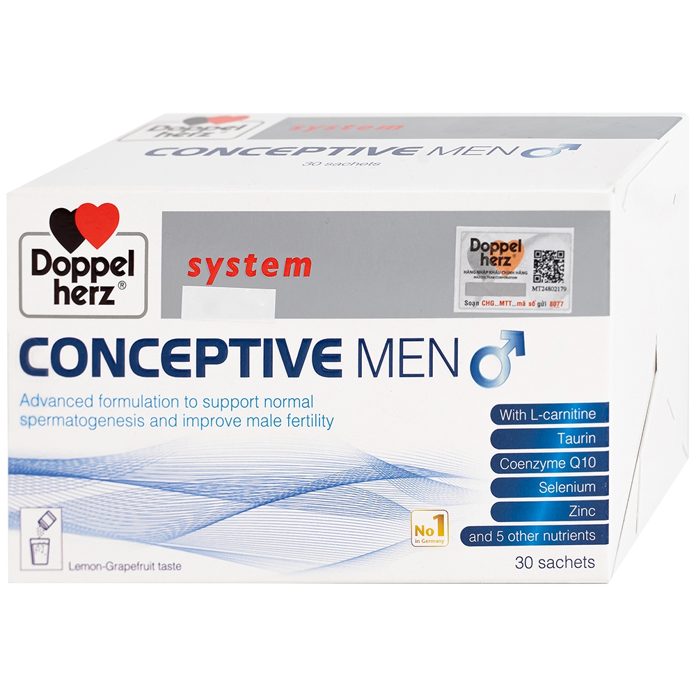 Doppelherz Conceptive Men 10g bổ sung vitamin và các vi chất dinh dưỡng hỗ trợ cải thiện sinh lý nam (30 gói)