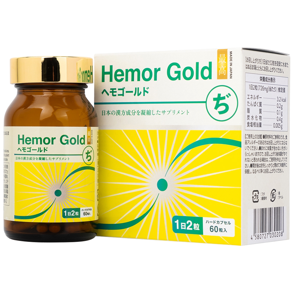 Viên nang cứng Hemor Gold Jpanwell hỗ trợ tốt cho người bị trĩ (60 viên)