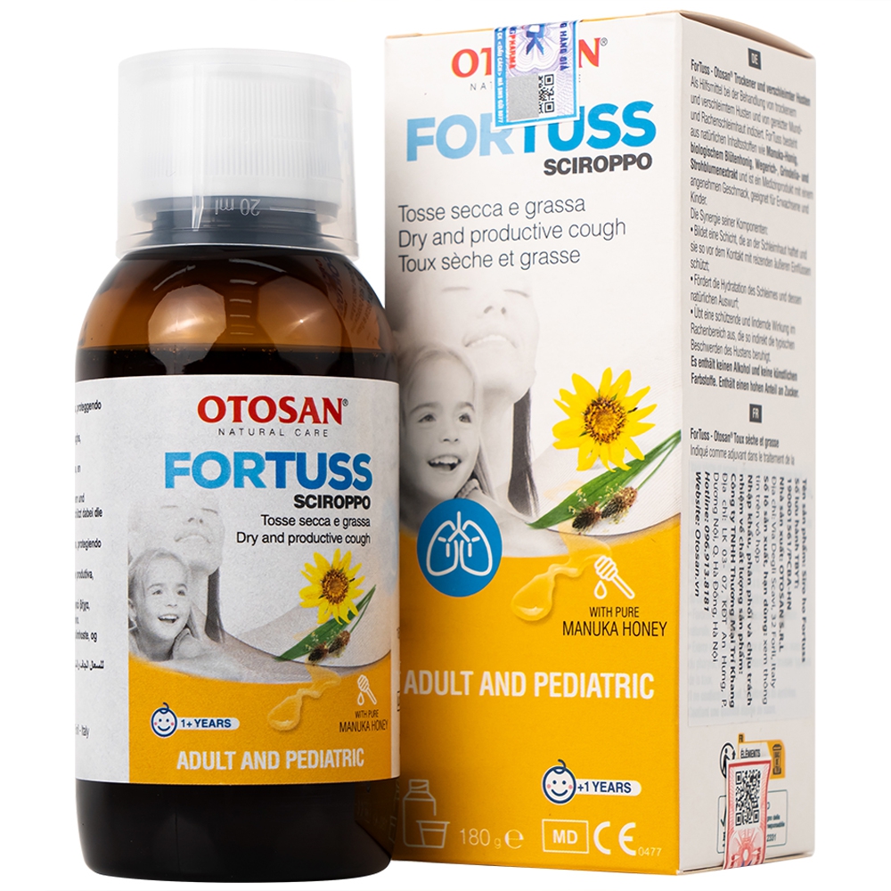 Siro ho Fortuss Otosan làm dịu cơn ho hiệu quả, bảo vệ niêm mạc (180g)