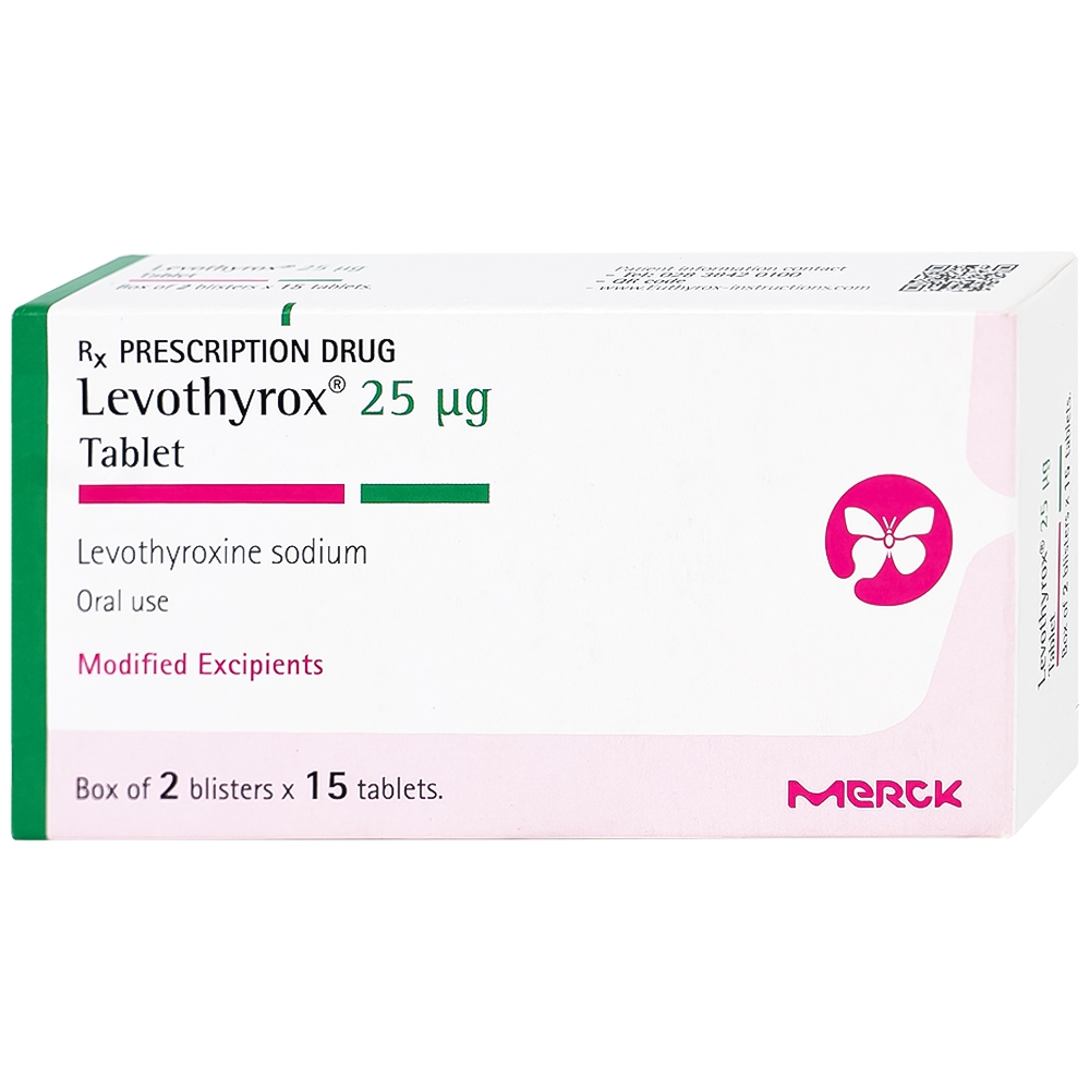 Thuốc Levothyrox 25µg Merck điều trị bướu giáp đơn thuần lành tính (2 vỉ x 15 viên)