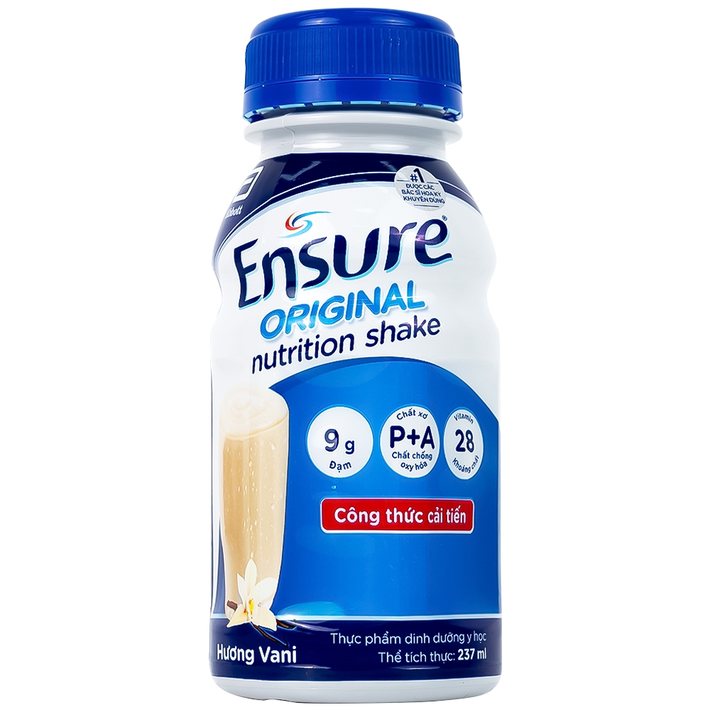 Sữa Ensure Original 237ml Abbott hương vani, bổ sung dinh dưỡng, hỗ trợ tiêu hóa (4 lốc x 6 chai) 