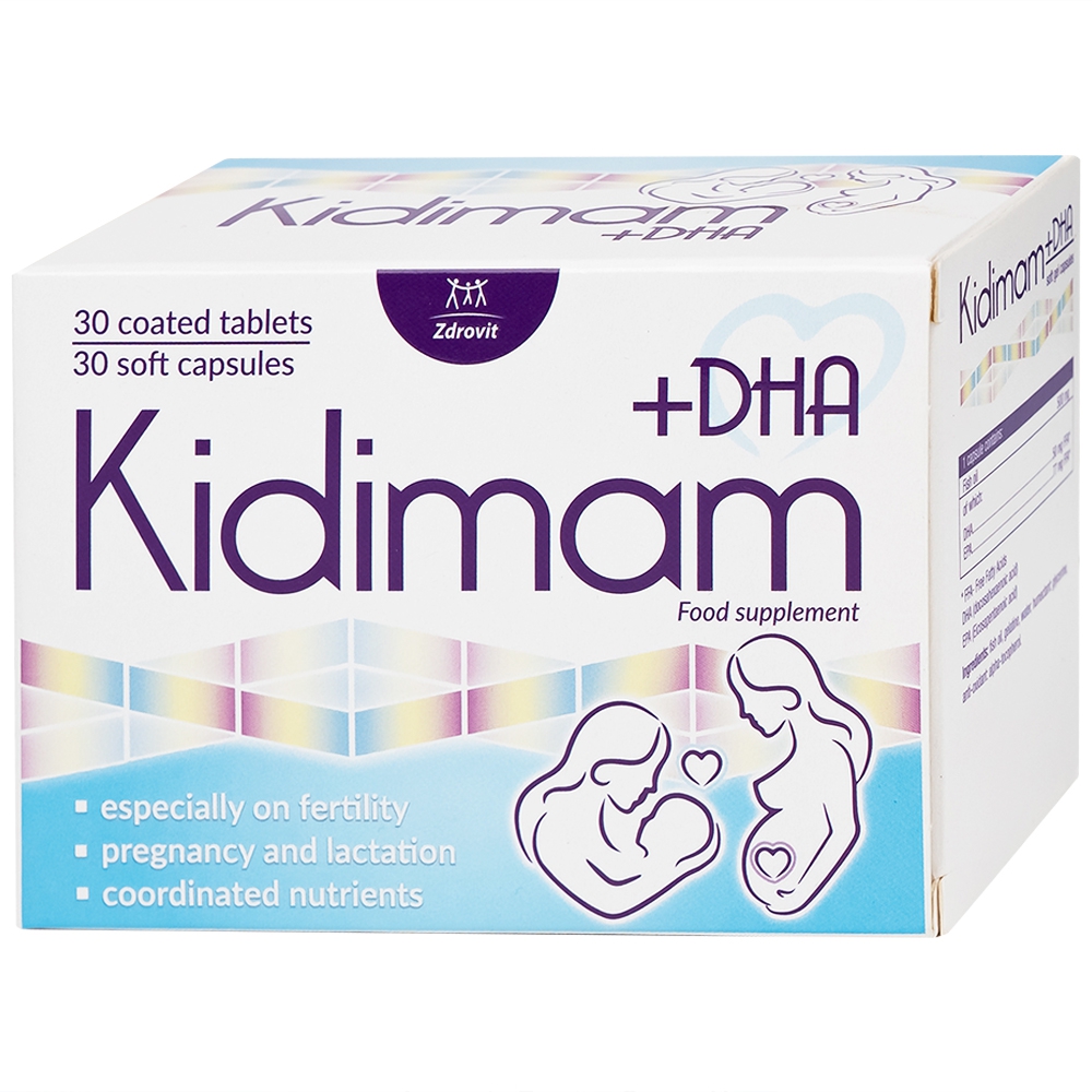 Viên uống Kidimam + DHA NP Pharma bổ sung vitamin, khoáng chất, DHA, EPA (5 vỉ x 12 viên)