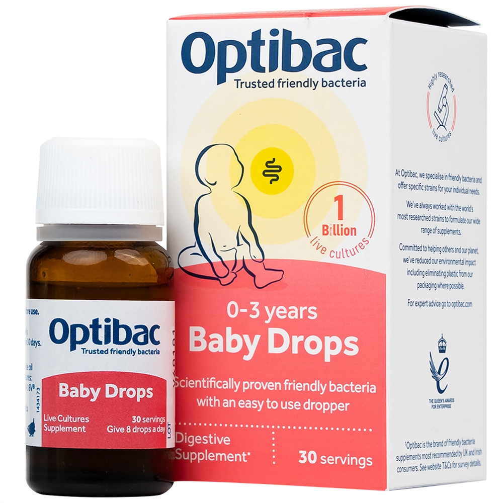 Dung dịch Baby Drops 10ml Optibac Probiotics bổ sung lợi khuẩn cho đường ruột, hỗ trợ tiêu hóa