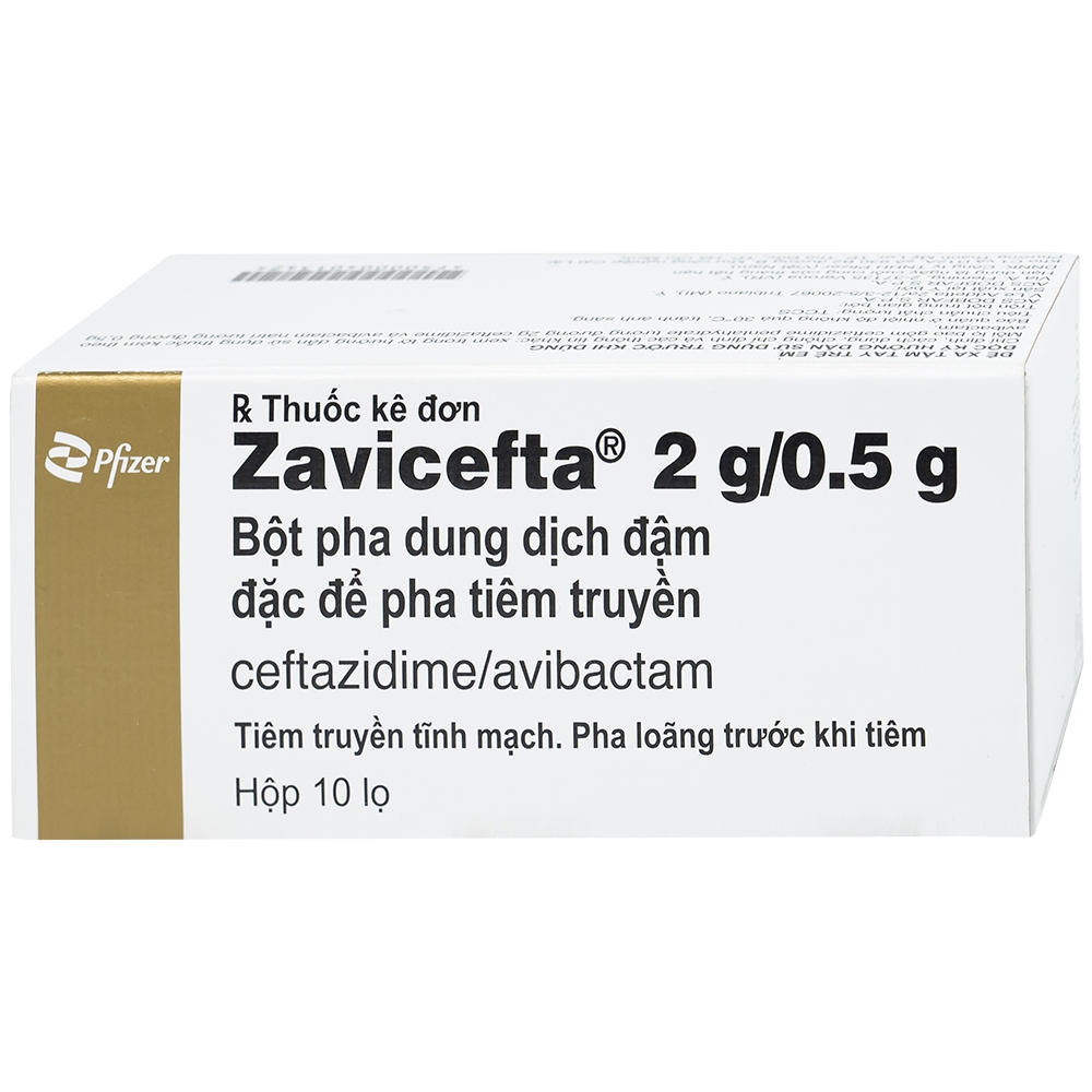 Thuốc Zavicefta 2g/0.5g Pfizer dùng trong nhiễm khuẩn ổ bụng, nhiễm trùng đường tiết niệu (10 lọ)