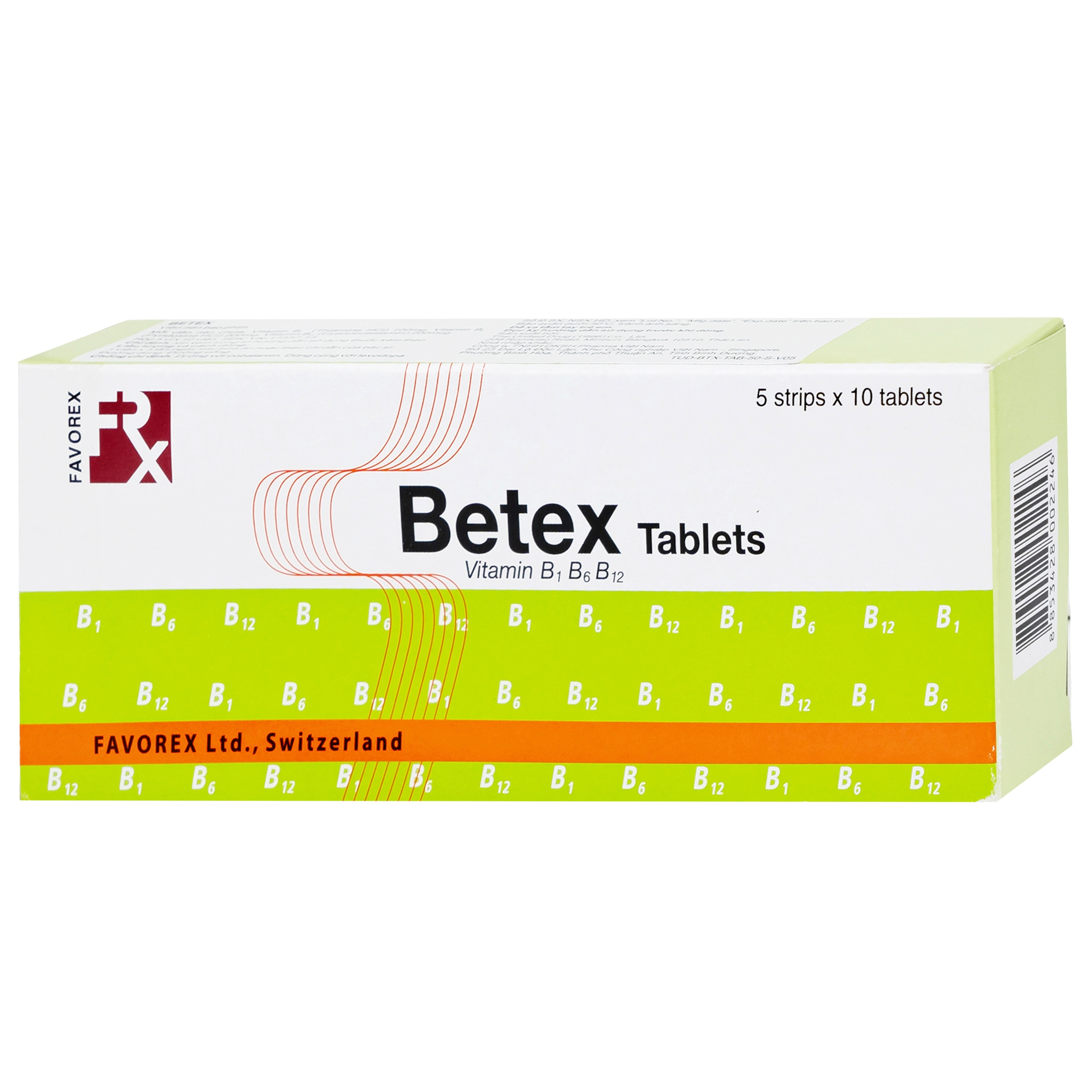 Thuốc Betex Favorex bổ sung vitamin B1, B6, B12 (5 vỉ x 10 viên)