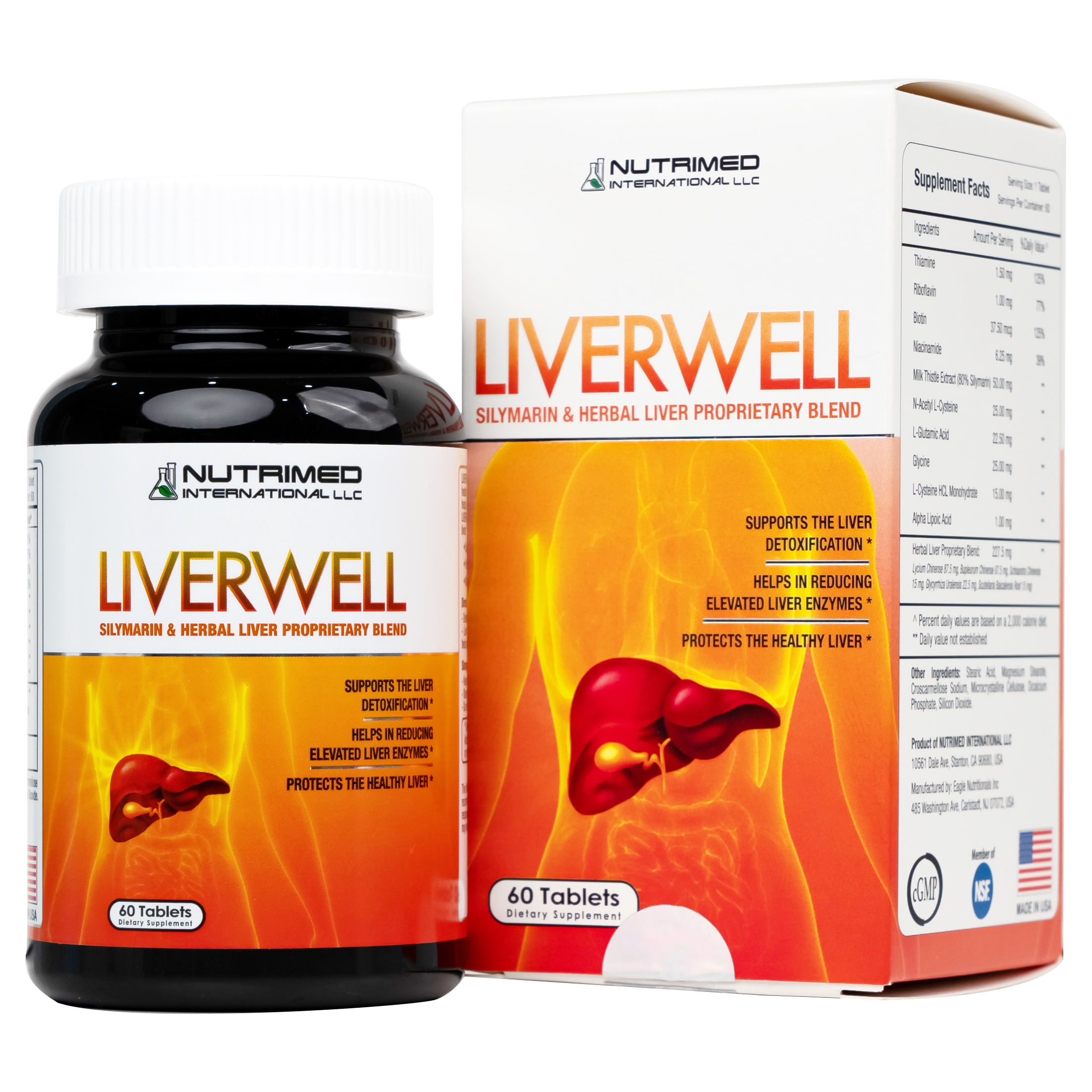 Viên uống Liverwell Nutrimed hỗ trợ giải độc gan giúp hỗ trợ giải độc gan, bảo vệ tế bào gan (60 viên)