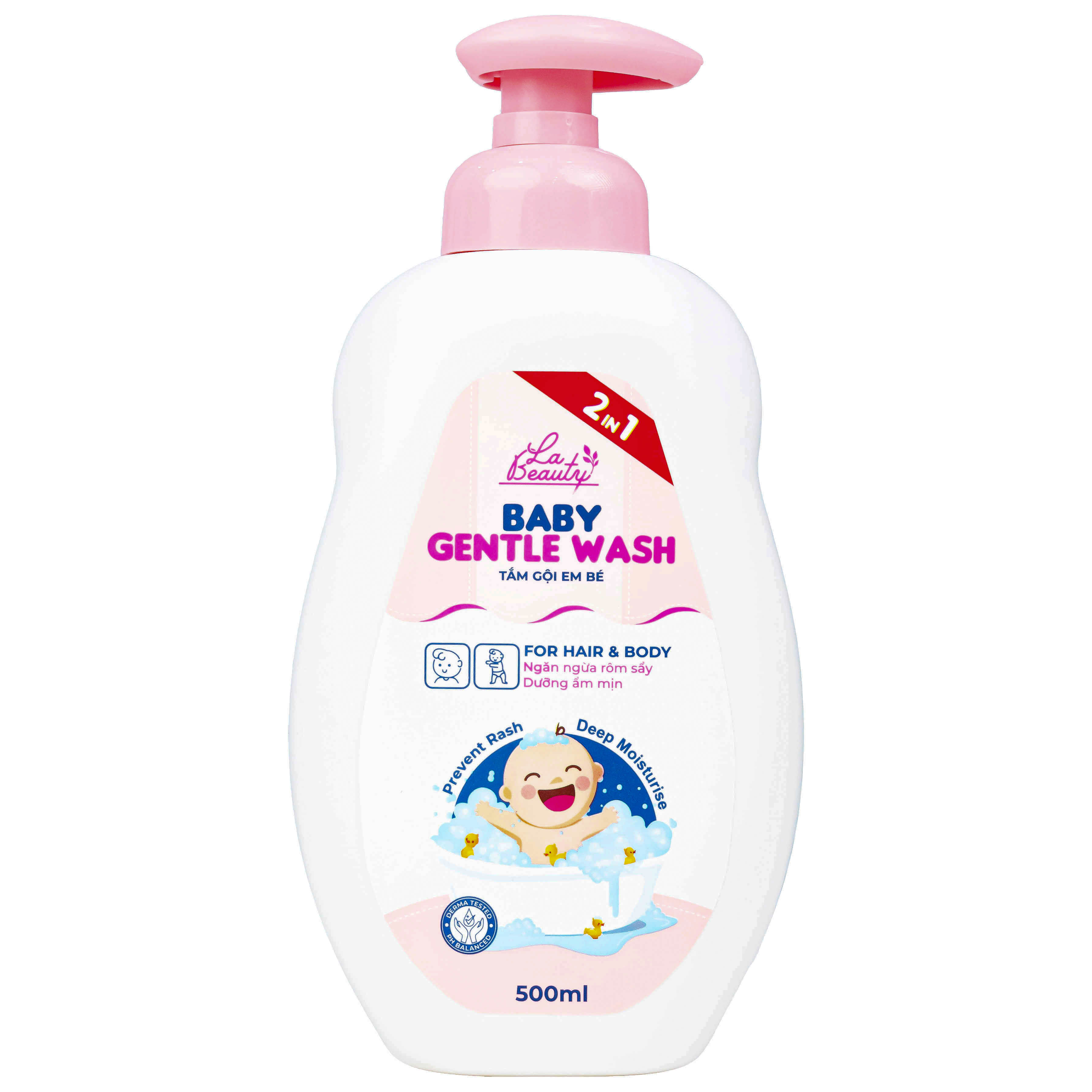 Sữa tắm gội em bé Gentle Wash 500ml La Beauty giảm và ngăn ngừa rôm sảy, hăm da 