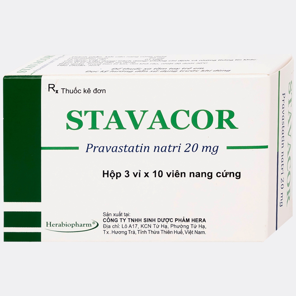 Thuốc Stavacor 20mg Herabiopharm điều trị tăng cholesterol máu (3 vỉ x 10 viên)