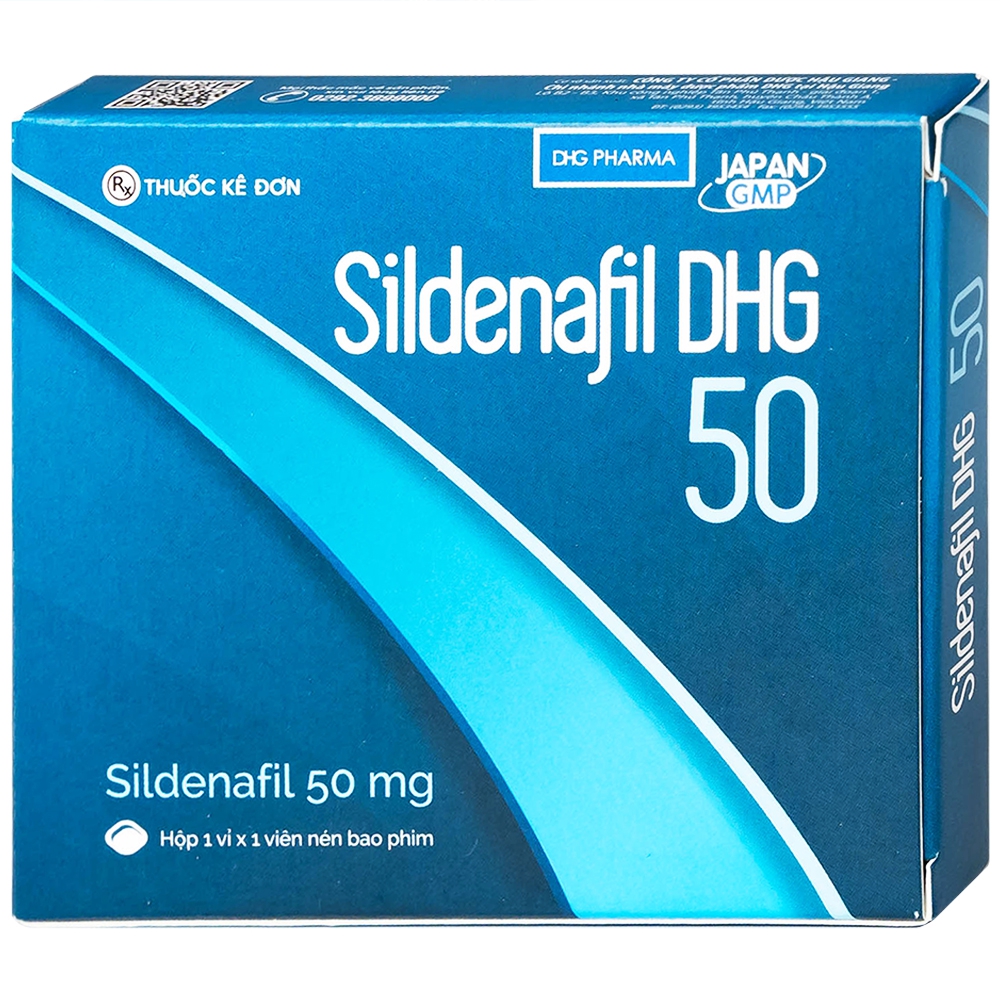 Thuốc Sildenafil 50 DHG điều trị các tình trạng rối loạn cương dương (1 vỉ x 1 viên)