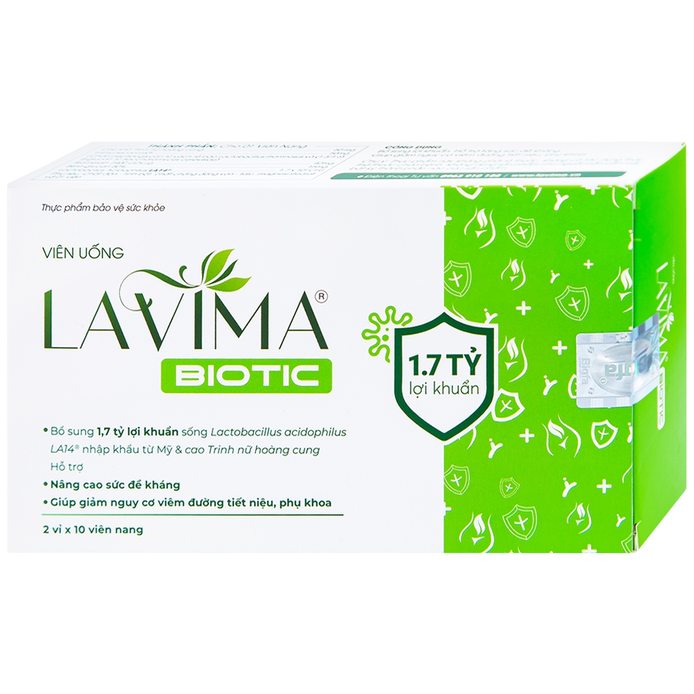 Viên uống Lavima Biotic bổ sung lợi khuẩn, hỗ trợ tăng sức đề kháng (2 vỉ x 10 viên)